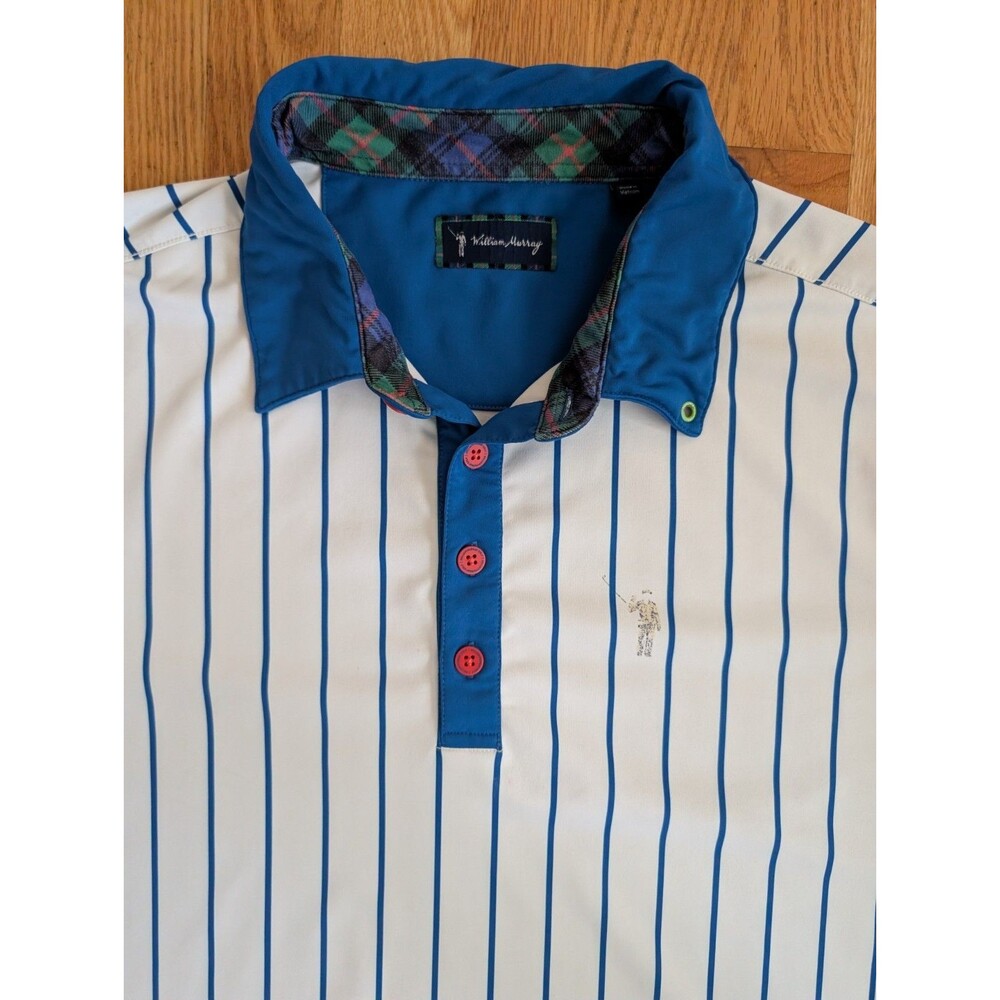 William Murray This is the Year Pinstripe Golf Polo Shirt Mens M Chicago Cubs